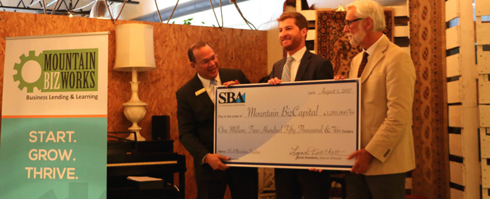 Mountain BizWorks receiving SBA check